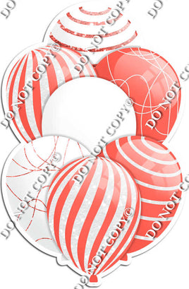 White & Coral Balloons - Sparkle Accents