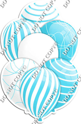 White & Baby Blue Balloons - Flat Accents