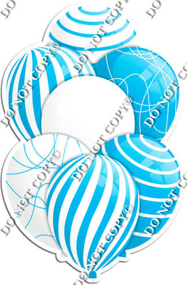White & Caribbean Balloons - Flat Accents