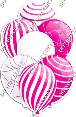 White & Hot Pink Balloons - Flat Accents