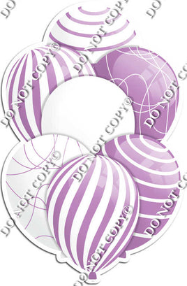 White & Lavender Balloons - Flat Accents