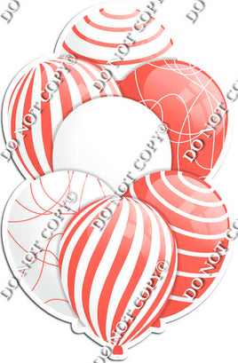 White & Coral Balloons - Flat Accents