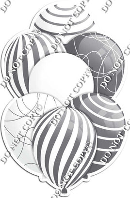 White & Silver Balloons - Flat Accents