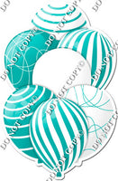 White & Teal Balloons - Flat Accents