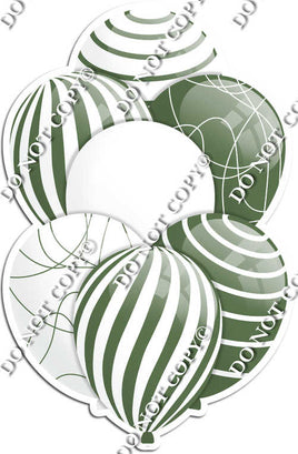 White & Sage Balloons - Flat Accents