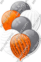 Silver, Orange, & White Balloons - Sparkle Accents