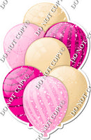 Champagne, Baby Pink, & Hot Pink Balloons - Sparkle Accents