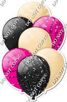 Champagne, Black, & Hot Pink Balloons - Sparkle Accents