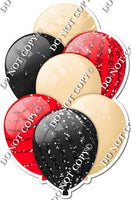 Champagne, Black, & Red Balloons - Sparkle Accents