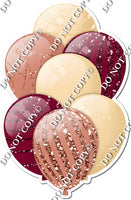 Champagne, Rose Gold, & Burgundy Balloons - Sparkle Accents