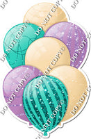 Champagne, Teal, & Lavender Balloons - Sparkle Accents