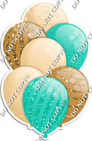 Champagne, Gold, & Mint Balloons - Sparkle Accents