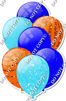 Blue, Baby Blue, & Orange Balloons - Sparkle Accents