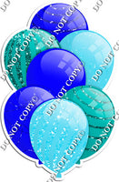 Blue, Baby Blue, & Teal Balloons - Sparkle Accents