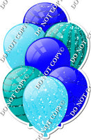 Blue, Baby Blue, & Teal Balloons - Sparkle Accents