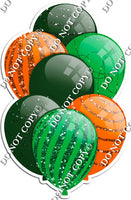 Hunter Green, Green, & Orange Balloons - Sparkle Accents