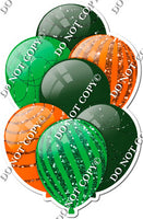 Hunter Green, Green, & Orange Balloons - Sparkle Accents