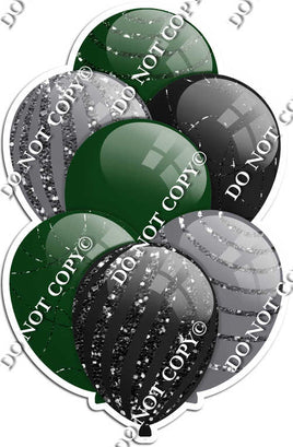 Hunter Green, Black, & Silver Balloons - Sparkle Accents