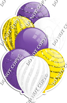 Purple, White, & Yellow Balloons - Sparkle Accents
