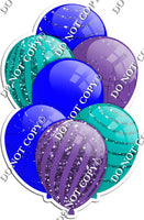 Blue, Purple, & Teal Balloons - Sparkle Accents