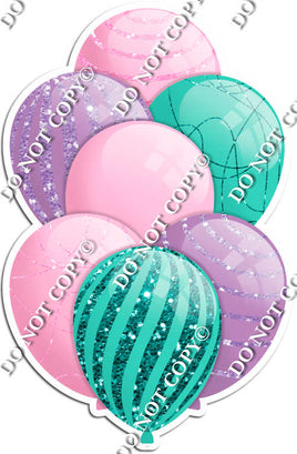 Baby Pink, Teal, & Lavender Balloons - Sparkle Accents