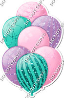 Baby Pink, Teal, & Lavender Balloons - Sparkle Accents