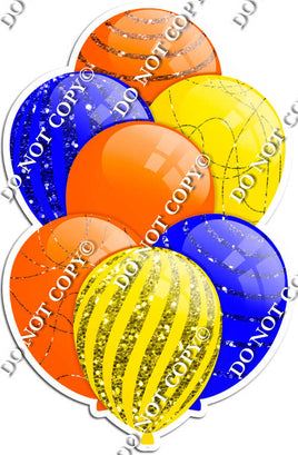 Orange, Yellow, & Blue Balloons - Sparkle Accents