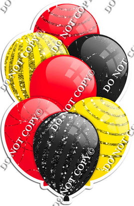 Red, Black, & Yellow Balloons - Sparkle Accents