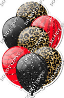 Gold Leopard, Black, & Red Balloons - Sparkle Accents