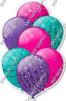 Hot Pink, Purple, & Teal Balloons - Sparkle Accents