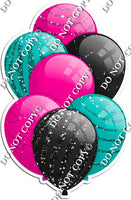 Hot Pink, Black, & Teal Balloons - Sparkle Accents