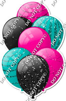 Hot Pink, Black, & Teal Balloons - Sparkle Accents