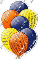 Navy Blue, Orange, & Yellow Balloons - Sparkle Accents