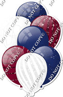 Navy Blue, White, & Burgundy Balloons - Sparkle Accents