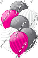 Silver, Hot Pink & White Balloons - Flat Accents