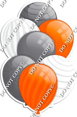 Silver, Orange, & White Balloons - Flat Accents