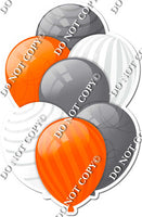 Silver, Orange, & White Balloons - Flat Accents