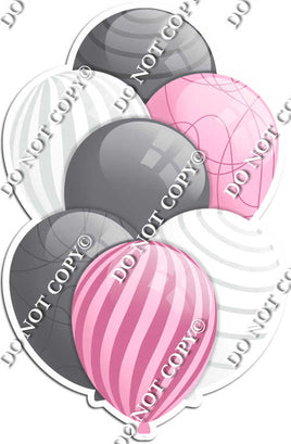 Silver, Baby Pink, & White Balloons - Flat Accents
