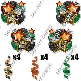 16 pc Green, Orange, Gold Leopard Balloon & Star Bundle Sets Flair-hbd0206