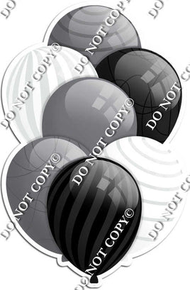 Silver, Black, & White Balloons - Flat Accents