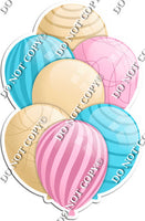 Champagne, Baby Pink, & Baby Blue Balloons - Flat Accents