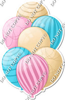 Champagne, Baby Pink, & Baby Blue Balloons - Flat Accents