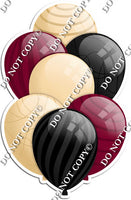 Champagne, Black, & Burgundy Balloons - Flat Accents