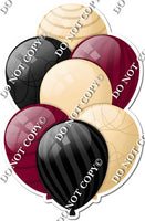 Champagne, Black, & Burgundy Balloons - Flat Accents