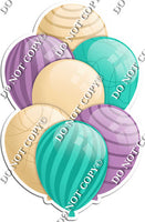 Champagne, Teal, & Lavender Balloons - Flat Accents
