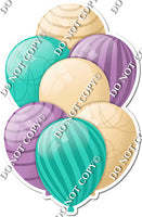 Champagne, Teal, & Lavender Balloons - Flat Accents