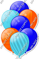 Blue, Baby Blue, & Orange Balloons - Flat Accents