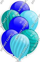 Blue, Baby Blue, & Teal Balloons - Flat Accents