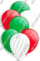 Green, White, & Red Balloons - Flat Accents