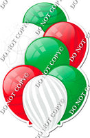 Green, White, & Red Balloons - Flat Accents